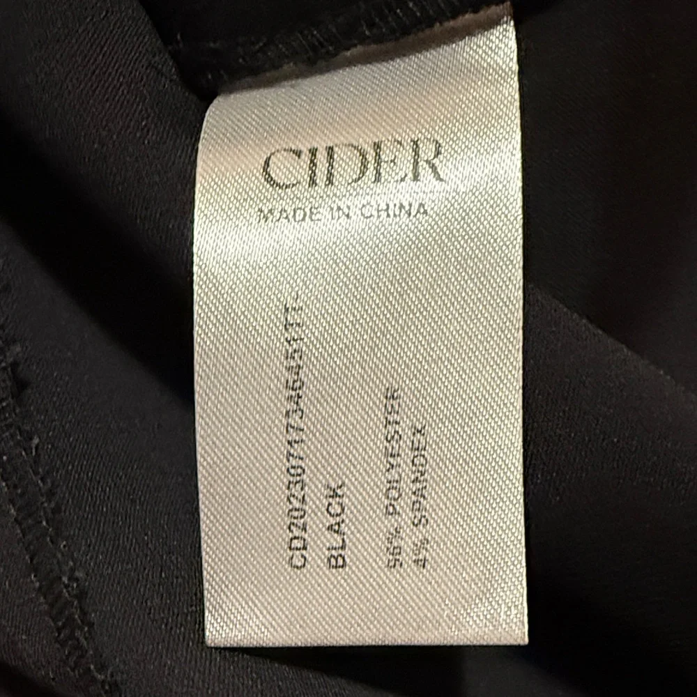 Cider Black Long Sleeve Lace-Trim Dress with Cream Accents
